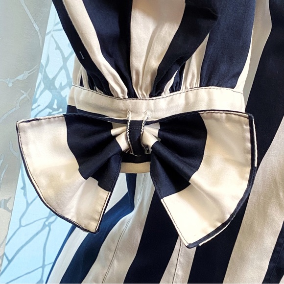 Vintage ALESSANDRINI blue white stripe nautical button ballon sleeve jacket top - Picture 5 of 13